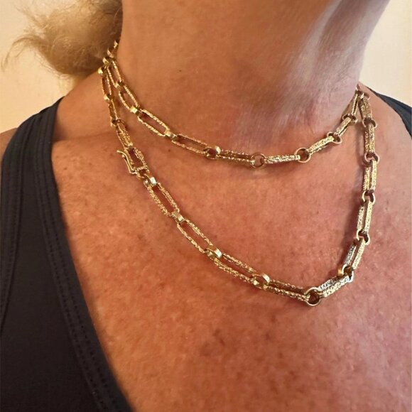 Rare! Vintage Estate 18k Yellow Gold 30" Long Paperclip Link Necklace 56.8g - Picture 4 of 14